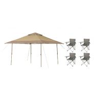 EzyFast Ozark Trail 13 x 13 Instant Canopy Bundle with Classic Folding Camp Chairs, Set of 4