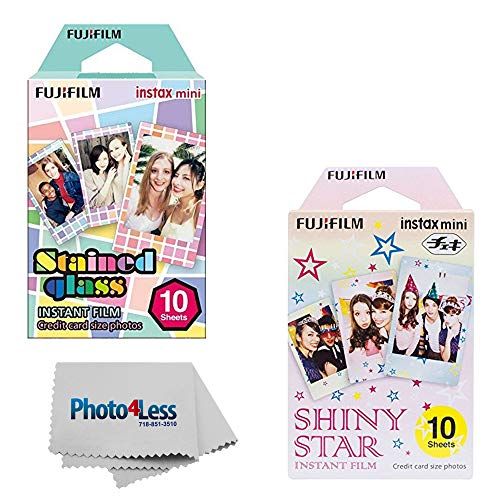 후지필름 Fujifilm Instax Mini Stained Glass Instant Film (10 Shots) + Fujifilm Instax Mini Shiny Stars Instant Film (10 Shots)