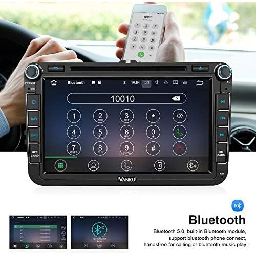  Vanku Android 10 Car Radio PX6 64GB + 4GB for VW T5 Golf Touran Radio with Sat Nav Supports Qualcomm Bluetooth 5.0 DAB + WiFi 4G USB 8 Inch IPS Touchscreen