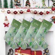 NZOOHY Dollar Sign Pattern Personalized Christmas Stocking with Name, Custom Decoration Fireplace Hanging Stockings for Family Ornaments Holiday Party
