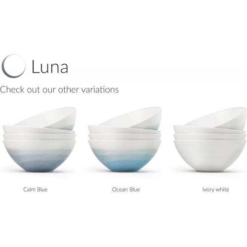 [아마존베스트]Luna 4PC 6.75, 32 ounces Glacial Porcelain Bowls | Microwave safe bowl l Cereal bowls | Pasta bowl | Large soup bowl | ceramic bowl | Kitchen bowls | salad bowl set