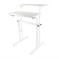 WEINERBEE Standing Desk Adjustable Computer Desk Standing Seating 2 Modes Dark Grain (White) (White)