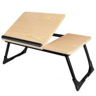 Laptop Desk Adjustable Lapdesk Foldable Breakfast Serving Bed Tray, Coleshome,Walnut