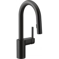 Moen Align Matte Black One-Handle Pulldown Bar Faucet Featuring Reflex Docking System, Island Kitchen Sink Faucet with Sprayer, Modern Single Hole Kitchen Faucet, 5965BL