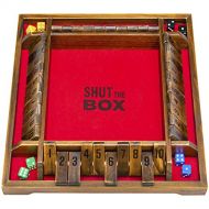 GoSports Shut The Box Premium Wooden Dice Game - Classic 4 Player Family Board Game, 10 Number Rows with Red Felt, Dice and Wood Stain Finish - for Kids and Adults