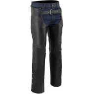 Milwaukee Leather SH1115 Mens Black Classic Fully Lined Leather Chaps