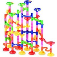 [아마존베스트]Gifts2U Marble Run Toy, 130Pcs Educational Construction Maze Block Toy Set with Glass Marbles for Kids and Parent-Child Game