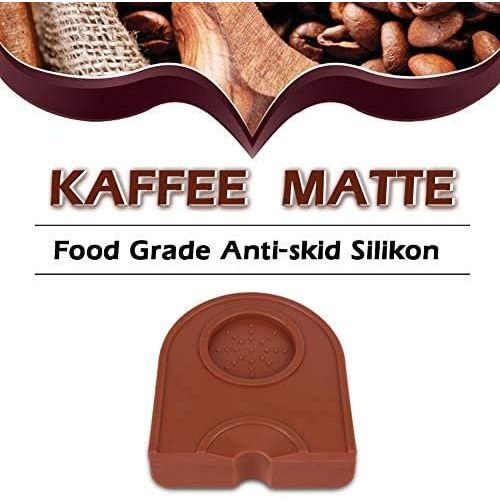  Walfront Kaffee Tamper, Schwarz Multifunktions Verdicken Anti-skid Verschleissfestigkeit Stampfenmatte Halter Silikon Pad Matte(Braun)