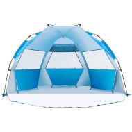 iCorer Beach Tent-Outdoors Easy Up Cabana Tent Sun Shelter Beach Umbrella, Deluxe Large for 4 Person Blue