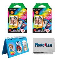 PHOTO4LESS Fujifilm Instax Mini Rainbow Film X2 (20 Sheets) + Album for Fuji Instax Photos - Instant Film Bundle