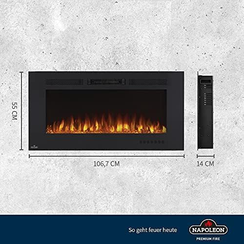  Napoleon Allure Phantom 42 Electric Fireplace (107 cm) Premium Fire, Fireplace with Heating and LED Flame Effect, Electric Fireplace, Wall and Built In Fireplace