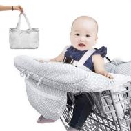 Chfcmboon Baby Children Kids Toddler Trolley Supermarket Shopping Cart Padded Seat Cover with Safety Strap Anti-Stain Dirty High Chair Shield Pad (with Safety Strap, Grey)