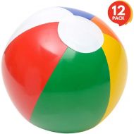 ArtCreativity Rainbow Inflatable Beach Balls - Pack of 12 - Multicolored 8 Inch Floating Bouncing Balls for Pools - Fun Party Favor and Gift for Boys and Girls