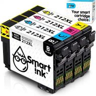 Smart Ink Remanufactured Ink Cartridge Replacement for Epson 212 212XL T212 XL to use with XP-4100 XP-4105 WF-2830 WF-2850 (Black & C/M/Y Combo Pack)