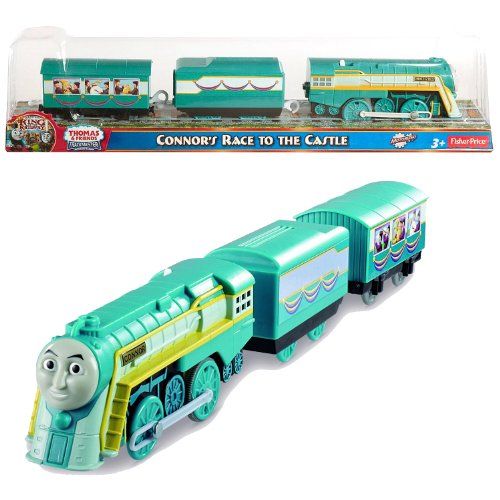  Fisher Price Year 2013 Thomas and Friends As Seen On King of the Railway DVD Series Trackmaster Motorized Railway Battery Powered Tank Engine 3 Pack Train Set - CONNORS RACE TO THE
