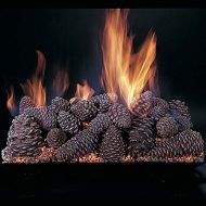 Rasmussen Pine Cones Fireplace Set with 24-Inch Custom Embers Pan Burner and Electronic Spark to Pilot w/Variable Flame Remote and CXF24 Valve Vanisher (PC24-CXF24-B-VEI-N), Natura