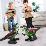 [아마존베스트]TEMI 8 Channels 2.4G Remote Control Dinosaur for Kids Boys Girls, Electronic RC Toys Educational Walking Tyrannosaurus Rex with Lights and Sounds Powered by Rechargeable Battery, 3