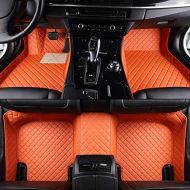 Seven-flower Custom Car Floor Mat Front & Rear Liner 8 Colors with Gold Lines for Hummer H3 2006-2010(Orange)