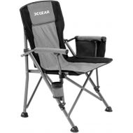 XGEAR Camping Chair Portable Camp Chair with Padded Hard Armrest, Folding Chair with Mesh Back, Support to 400 lbs (Grey)