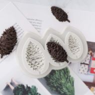 STAHY Simulation Pine Cone Pine Pattern Mold Three Small Pine Cone Decoration Fondant Cake Silicone Mold Baking Tools