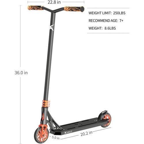  XSKIP Pro Scooter Trick Scooters for Teens, Kids and Adults, with 120mm Aluminum Core Wheels, Total Height 36