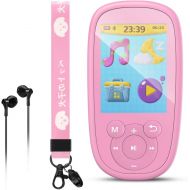 [아마존베스트]AGPTEK MP3 Player for Kids, Children Music Player with Bluetooth, Built-in Speaker 8GB, 2.4 Inch Color Screen, Support FM Radio, Video, Voice Recorder, Expandable Up to 128GB,Pink