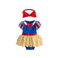IBTOM CASTLE Baby Girl Snow White Princess Outfit Gown Set Toddler Birthday Party Costume Fancy Romper Dress Up w/Headband