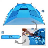 Strong Camel Easy Setup Beach Tent Large Portable Sun Shelter Instant Tent with Carrying Bag-Blue