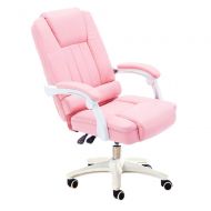 Barstools ZR- Office Executive Swivel Chair， with 62cm High Back Large Seat and Tilt Function Computer Chair-No Foot Rest (Color : Pink)
