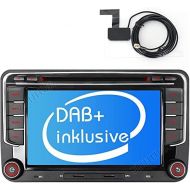 Junhua Built in DAB+ Car Link Car Radio with Navigation 7 Inch 2DIN Car DVD Player Stereo for VW Passat B6 Golf V VI 5 6 Polo cc Tiguan Touran EOS Scirocco Caddy with GPS Sat 16GB Navi Ma