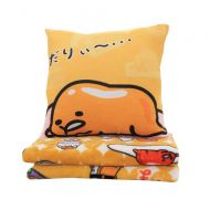 PWXH 2 in 1 Cute Gudetama Plush Pillow & Blankets Sets, Back Cushion Pillow, Soft Stuffed Animal Toys