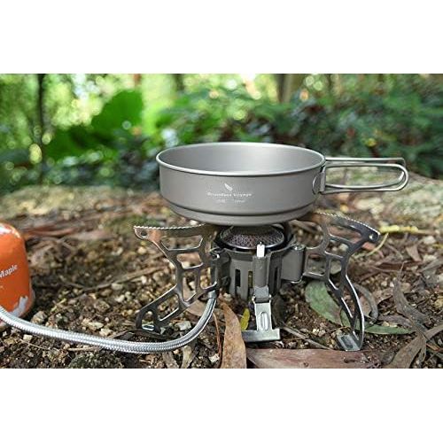  usharedo Titanium Pot Pan Set with Folding Handle Outdoor Camping Soup Pot Bowl Frying Pan Mess Kit Picnic Cookware