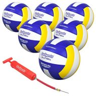 GoSports Indoor Competition Volleyball - Made from Synthetic Leather - Includes Ball Pump - Regulation Size and Weight (Choose Single Ball or Six Pack)