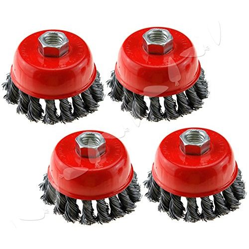 Asia Pacific Construction 4-Inch (6 Pieces) Twist Knot Carbon Steel Wire Cup Brush Rust Paints Corrosion Remove burnishing Wheel fits Dewalt Roxx Tools Makita Metabo 5/8-11 Grinder Polisher