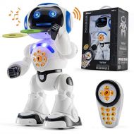 Top Race Remote Control Robot Toy Walking Talking Dancing Toy Robots for Kids, Sings, Reads Stories, Math Quiz, Shoots Discs, Voice Mimicking. Educational Toys for 3 4 5 6 7 8 9 Ye