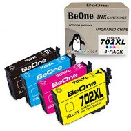 BeOne Remanufactured Ink Cartridge Replacement for Epson 702 XL 702XL T702 T702XL 4-Pack to Use with Workforce Pro WF-3720 WF-3730 WF-3733 WF3720 WF3730 WF3733 Printer (Black Cyan
