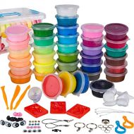 [아마존베스트]WIZOPLAY PolyClay Air Dry Clay Kit! 36 Colors Modeling Clay for Kids, Sculpting Clay Tools, Accessories, Case and Molding Clay Book! Safe, Soft Polymer Clay. STEM Toys Art Supplies
