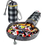 [아마존베스트]Creative QT Mini SlideAway Toy Storage Bag and Play Mat  Available in Multiple Patterns  Buffalo Check Toy Bag