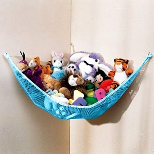  [아마존베스트]DOZENEGG Stuffed Animal & Toy Organizer Hammock Pet Net and Trim (Blue)