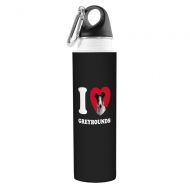 Tree-Free Greetings VB49063 I Heart Greyhounds Artful Traveler Stainless Water Bottle, 18-Ounce, Black and White
