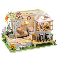 WYD 1:24 Scale Mini Dollhouse DIY Handmade Dollhouse Kits Wooden Miniature Furniture Sweet Birthday Gift Teenagers Present （ Cat Coffee Shop）