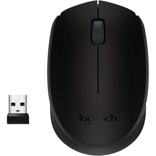 로지텍 Logitech M170 Wireless Mouse, 2.4 GHz with USB Mini Receiver, Optical Tracking, 12-Months Battery Life, Ambidextrous PC/Mac/Laptop - Black