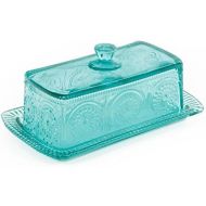 The Pioneer Woman Adeline Glass Butter Dish - Teal