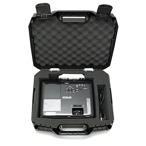  Casematix Projector Travel Case Compatible with Epson VS250 Svga , VS350 xga , VS355 wxga Projectors , Hdmi Cable and Remote with Custom Foam Compartment and Hard Shell Protection