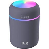 LtYioe Colorful Cool Mini Humidifier, USB Personal Desktop Humidifier for Car, Office Room, Bedroom,etc. Auto Shut-Off, 2 Mist Modes, Super Quiet. (Navy)(Black)