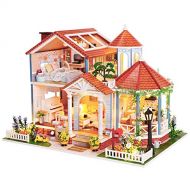 Roroom DIY Miniature and Furniture Dollhouse Kit,Mini 3D Wooden Doll House Craft Model with Dust Cover and Music Movement,Creative Room Idea for Valentines Day Birthday (L2001-Dust
