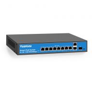 YuanLey 11 Port Full Gigabit Ethernet PoE+ Switch 8 Port PoE |2 Port Uplink|1 SFP Port, 10/100/1000Mbps Speed, 120W,802.3af/at,19 Rackmount,Unmanaged Plug & Play