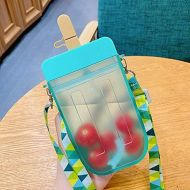 [아마존베스트]YunQin 300ml Cute Straw Cup New Plastic Popsicle Shape Water Bottle BPA Free Transparent Juice Drinking Cup Suitable for Adult Children (Green)