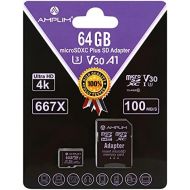 Amplim 64GB Micro SD Card, Extreme High Speed MicroSD Memory Plus Adapter, MicroSDXC SDXC U3 Class 10 V30 UHS-I TF Nintendo-Switch, Go Pro Hero, Surface, Phone Galaxy, Camera Secur