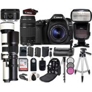 Canon EOS 80D Digital SLR Camera Bundle with Canon EF-S 18-55mm is STM, 75-300mm III & 50mm f/1.8 STM Lens + 500mm Preset & 650-1300mm Telephoto Lenses + Professional Accessory Bun